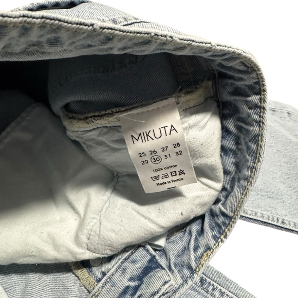 Mikuta Cropped Straight Ankle Jean Raw Hem Button Light Wash Women's Size 30 NWT - Picture 8 of 10